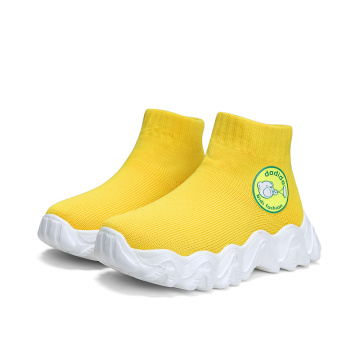 L51 LightWeight EVA Sole Size 27-37 Flying Knitting Cotton Comfortable Children Casual Boot Slip-on Baby Sock Shoes Kids Shoes